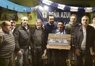 25-02-2017. En el 17 aniversario de la Peña Azul Lugo de LLanera. Javier, Viti, Prieto, Juan Manuel