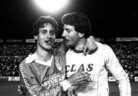 Luis Manuel y Viti, celebrando el ascenso en Mallorca